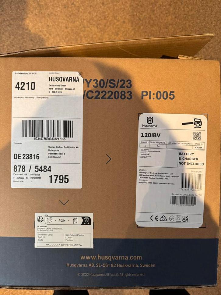 Nieuwe Husqvarna 120iBV Bladblazer met oplader en Accu!, Tuin en Terras, Bladblazers, Nieuw, Handgedragen, Accu, Met opvangzak