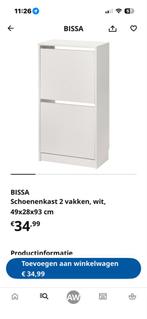Witte Bissa schoenenkast - 2 vakken, Huis en Inrichting, Kasten | Schoenenkasten, Ophalen of Verzenden, Gebruikt, Modern