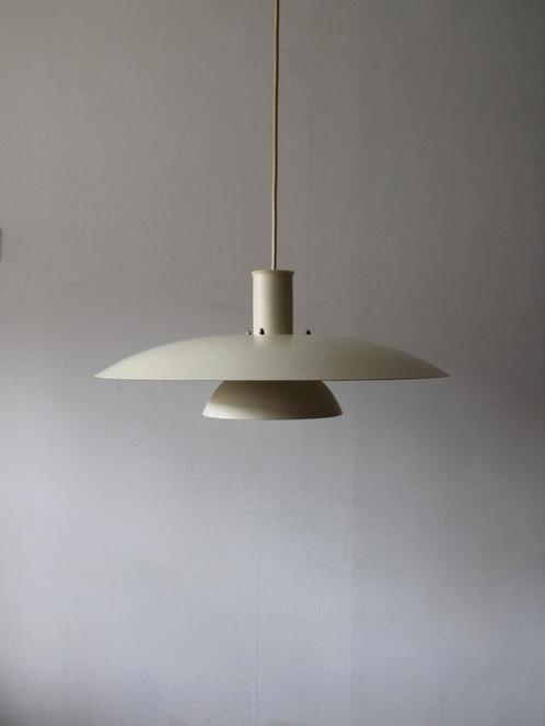 Vintage Deense hanglamp met schalen in crèmekleur, Huis en Inrichting, Lampen | Hanglampen, Zo goed als nieuw, Minder dan 50 cm