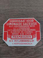 Etiket limonade gazeuse,  P.F. Liebrand & zn 's Hertogenbosc, Verzamelen, Ophalen of Verzenden