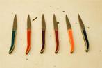 7 delig Laguiole evolution acier inox messenset in messenblo, Ophalen of Verzenden, Gebruikt, Rvs of Chroom