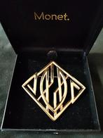 Vintage Monet vergulde geometrische broche met doos, Sieraden, Tassen en Uiterlijk, Broches, Overige materialen, 4 tot 7 cm, Verzenden