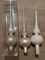 Glazen pieken, kersballen wit, parelmoer, beige, zilver!, Ophalen, Zo goed als nieuw