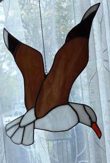 Vintage Handgemaakte glas-in-lood zeemeeuw suncatcher beschikbaar voor biedingen