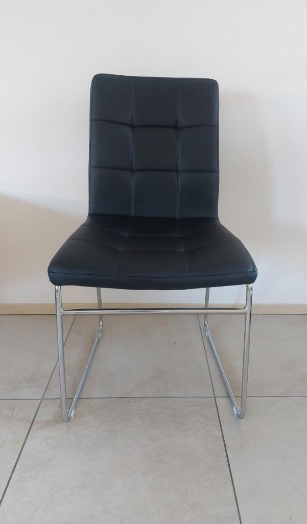 eetkamerstoelen 6 zwarte stoelen zwart chroom stoel, Huis en Inrichting, Stoelen, Zo goed als nieuw, Vijf, Zes of meer stoelen