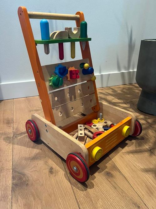 Houten loopwagen met gereedschap - in nette staat, Kinderen en Baby's, Speelgoed | Houten speelgoed, Gebruikt, Ophalen of Verzenden