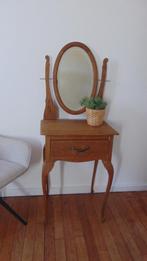 Antieken houten Bijzet tafel met spiegel, Gebruikt, 100 tot 150 cm, Vierkant, 25 tot 50 cm