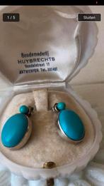 Oude Zilver Turkoois Blauwe Oorbelen 2 Manieren Te Dragen, Ophalen of Verzenden, Zilver