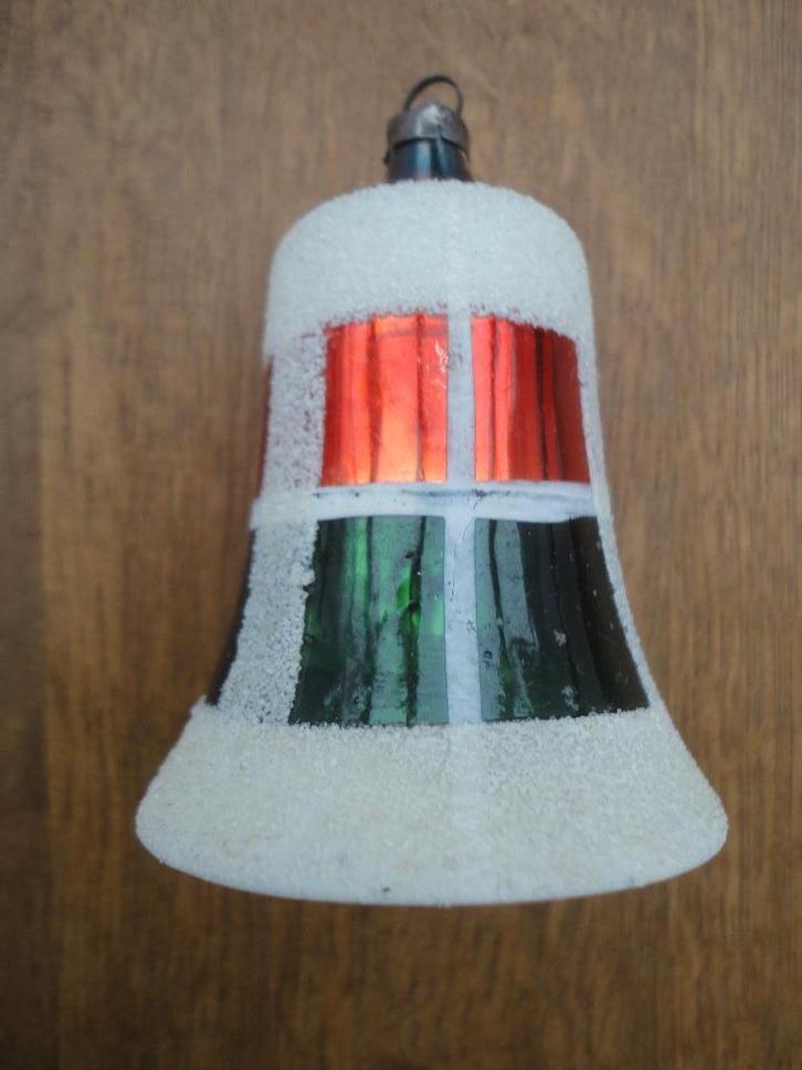 Mooie oude glazen kerstbal kerstklok met klepel, Diversen, Kerst, Gebruikt, Ophalen of Verzenden