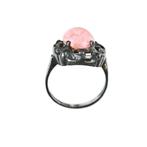 Vingerring zilver 800 zachtroze steen oud  Ø16,2mm rf008, Verzenden, Zilver
