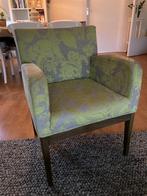 Leuke fauteuil, groen met print, Huis en Inrichting, Fauteuils, Ophalen, Gebruikt, Hout