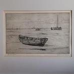 Johan Hemkes (1894-1988), ets, op het Wad, 1973, Ophalen of Verzenden