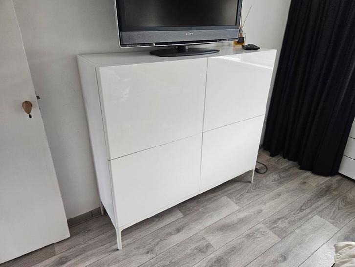 Wandmeubel Wit/Zwart, Greeploos met Lade, Huis en Inrichting, Kasten | Dressoirs, Gebruikt, 100 tot 150 cm, 25 tot 50 cm, Met lade(s)