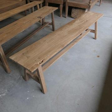 Dingklik bank oud hout geleefd teakhout DK4 landelijk tafel  beschikbaar voor biedingen