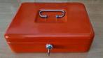 Retro Oranje Geldkistje met 1 Sleutel // geld kistje vintage, Minder dan 50 cm, Gebruikt, Minder dan 50 cm, Ophalen of Verzenden