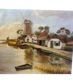 Oude schilderij van molen - gesigneerd - 60x50 cm, Antiek en Kunst, Kunst | Schilderijen | Klassiek, Verzenden