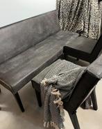 Eetbank en 2 eetkamer stoelen bank leer leren stoelen, Huis en Inrichting, Stoelen, Ophalen, Leer, Zo goed als nieuw, Grijs