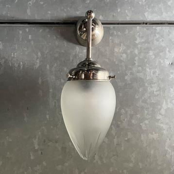 Wandlamp geëtst glas chroom houder Giso art deco beschikbaar voor biedingen