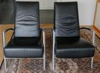 Fauteuils Harvink - Design in zwart leer, Huis en Inrichting, Fauteuils, Ophalen, Gebruikt, Design, 75 tot 100 cm