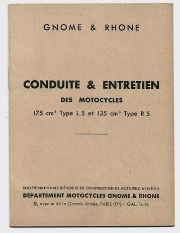 Gnome Rhone 175 cc + 125 cc handleiding entretien (7461z) beschikbaar voor biedingen