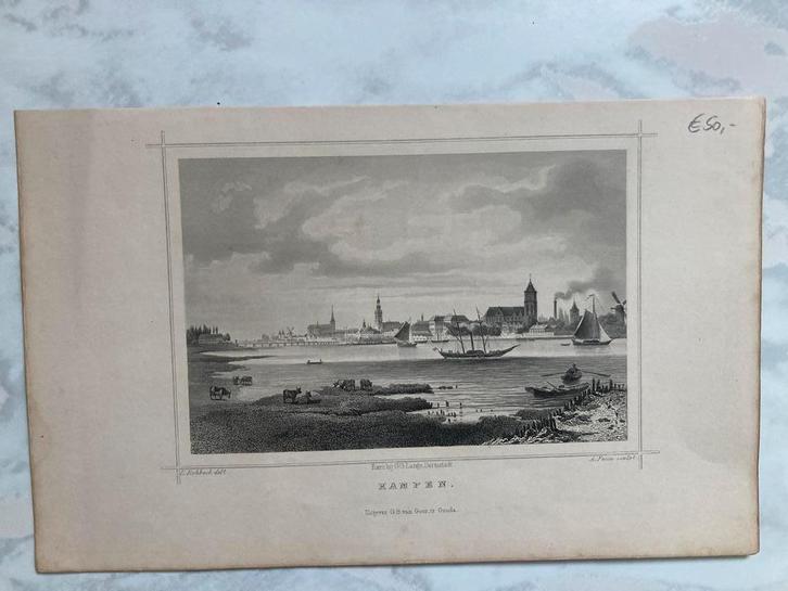 Staalgravure Kampen, 1858, J.L. Terwen /G.B. van Goor,  mooi, Antiek en Kunst, Kunst | Etsen en Gravures, Ophalen of Verzenden