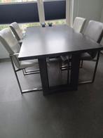Te koop:eethoek met 4 leren stoelen., Ophalen