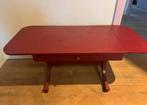 Rode houten vintage tafel met lade, Ophalen, Gebruikt, 100 tot 150 cm, 50 tot 100 cm