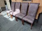 6 antraciet leren stoelen, Huis en Inrichting, Ophalen, Gebruikt, Bruin, Vijf, Zes of meer stoelen