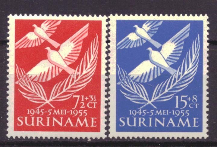 Suriname 321 & 322 Ongebruikt! (1955), Postzegels en Munten, Ophalen of Verzenden, Postfris