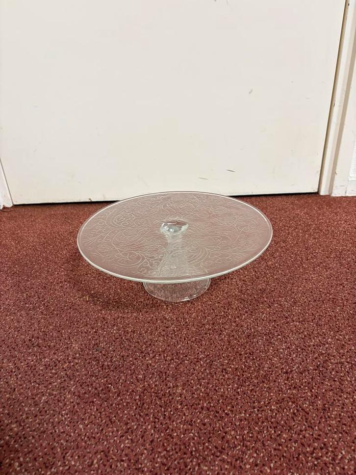 Glazen Taartplateau, Huis en Inrichting, Woonaccessoires | Kandelaars en Kaarsen, Zo goed als nieuw, Kandelaar, Minder dan 25 cm