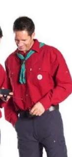 Rode scouting blouse explorers maar XL, Verzamelen, Scouting, Ophalen of Verzenden, Gebruikt, Embleem, Speld of Insigne