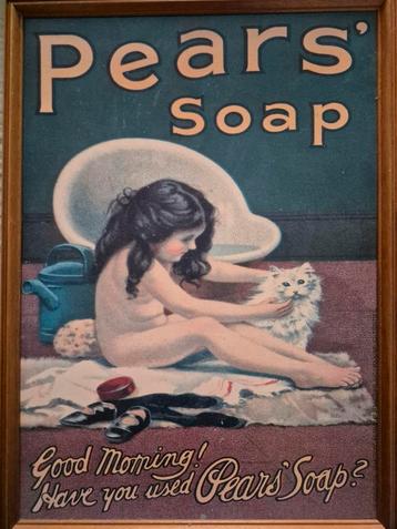 Leuk vintage Pears soap reclamebord hout. beschikbaar voor biedingen