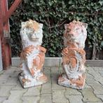 Mooie set antieke terracotta leeuwen beelden, Ophalen