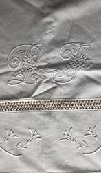 Laken met monogram, Antiek en Kunst, Antiek | Kleden en Textiel, Ophalen of Verzenden