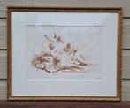 Sepia litho geproduceerd door Emile Wattier, Antiek en Kunst, Ophalen of Verzenden