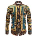 Heren barok overhemd 13 luxe gouden shirt zwart groen fout, Verzenden, Nieuw, Overige kleuren, Overige halswijdtes