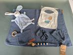 Zelfgehaakt babydekentje set - blauw/grijs, Ophalen of Verzenden, Nieuw, Deken