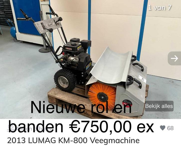 Lumag KM800 veeg- en sneeuwschuifmachine / elektrische start, Tuin en Terras, Veegmachines, Zo goed als nieuw, Ophalen of Verzenden