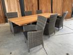 Dining set Oud teak matrix of U poot "260" incl 6 Miami, Ophalen, 6 zitplaatsen, Teakhout, Nieuw