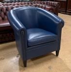 Prachtige Chesterfield Fauteuil Blauw., Huis en Inrichting, Fauteuils, Chesterfield, Ophalen of Verzenden, Zo goed als nieuw, 75 tot 100 cm