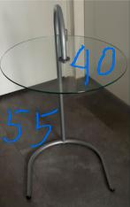 Moderne tijdloze onbeschadigd, tafel glas. 55 hoog,  40 dia,, 45 tot 60 cm, Minder dan 55 cm, Rond, Ophalen of Verzenden