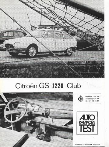 Overdruk test CITROËN GS 1220 Club, Autokampioen, 1972. beschikbaar voor biedingen