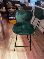 4 groene suède/stof barkrukken, Ophalen, Gebruikt, 60 tot 90 cm, Leer