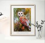 Olieverf schilderijen met vogels op olieverfpaper., Minder dan 50 cm, Oorspronkelijke maker, Verzenden, Nieuw