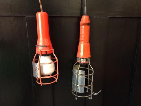 2 oranje looplampjes als industriële hanglampen, Huis en Inrichting, Lampen | Hanglampen, Gebruikt, Minder dan 50 cm, Ophalen of Verzenden