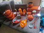 Vintage Oranje Emaille Keukenspullen Set, Antiek en Kunst, Antiek | Emaille, Ophalen of Verzenden