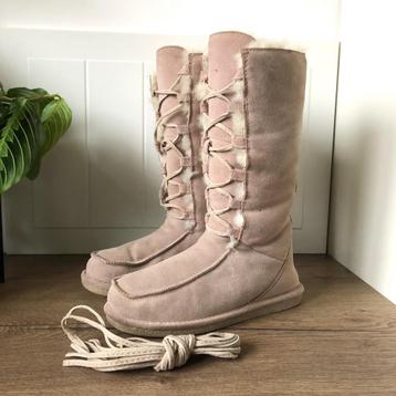 Bearpaw leren winterlaarzen Suède bont maat 39 licht roze beschikbaar voor biedingen
