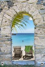 Tuinverruimer-Tuinposter Doorkijkje Strand/Stoelen 100x150cm, Tuin en Terras, Tuinwanddecoratie, Verzenden, Nieuw, Good Smiling