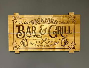 BBQ Wanddecoratie - Gegraveerd - Gemaakt van Essenhout beschikbaar voor biedingen