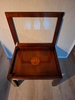 Teakhouten boot tafeltje opklapbare bovenkant met glas, Ophalen, 50 tot 100 cm, Minder dan 25 cm, Italiaans